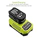 Fhybat 18V Replacement Charger Compatible with Ryobi 9.6 -18 Volt P117 P102 One+ Dual Chemistry IntelliPort Lithium Ion, NiCad and Nimh Charger