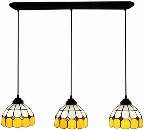 Amazon Co Jp 手作り 3ヘッド ペンダントライト ステンドグラス ダイニングホール アート装飾 ペンダントランプ 組み立ては簡単です Size 8s9 1ap33 ホーム キッチン