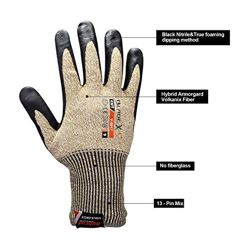 OCGIG Cut Safety Gloves Breathable Oil Resistant Level 5 Protective None Fiberglass Work Glove V-5017,L - Thumbnail 2