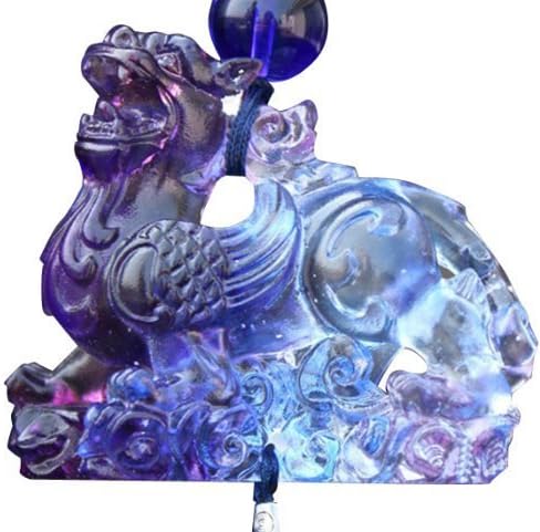 Duojimi car rearview mirror glass pendant jewelry elegant purple glazed lotus peace peace (Auspicious clouds kylin)