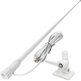 HYS VHF Marine Antenna 3dBi PL259 NOAA Weather 156-163MHz W/Ratchet Mount | 43.3inch,Waterproof,Fiberglass,W/22.9ft(7m) RG58 Low Loss Premium Coaxial Cable with PL259/Built-in to Nylon Ratchet Mount