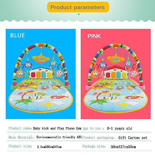 WYSWYG Baby Gym Jungle Musical Play Mats for Floor, Kick and Play Piano Gym Activity Center with Music, Lights, and Sounds Toys for Infants and Toddlers Aged 0 to 6 12Months Old (Pink)