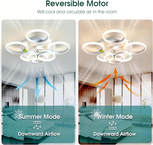 ANZHUANG Ventilateur Plafond avec lumiere, plafonnier à intensité variable 66 W avec ventilateur, avec télécommande et minuterie APP Lampe de ventilateur silencieux, pour salon chambre chambre
