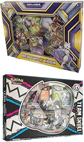 Pokemon TCG: Mewtwo EX Box + Team Skull Pin – Collection Booster Card Set NEW