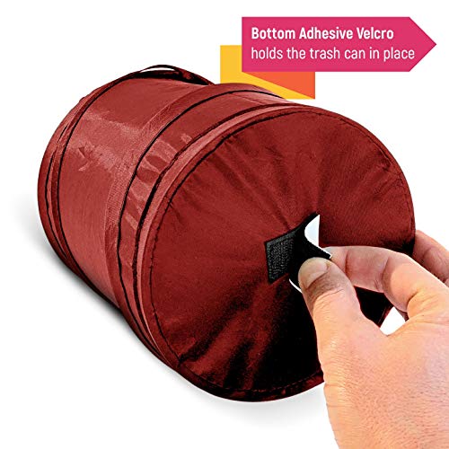 Mavoro Car Trash Can, Portable Garbage Bin, Collapsible Pop-up Water Proof Bag, Waste Basket Bin, Rubbish Bin, Maroon - Thumbnail 6