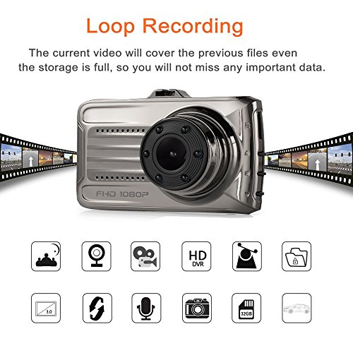 Dash Cam,Hliwoynes 3.0" Screen,170 Degree Wide Angle,Full HD 1080P, Car dashboard Camera, Vehicle On-dash Video Recorder Camcorder with G-Sensor, Loop Recording,Night Vision (Upgraded version-HD)