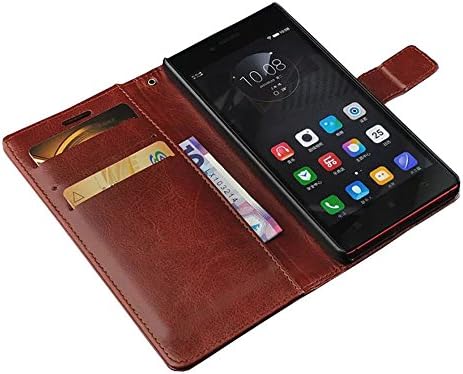 Lenovo Vibe Shot Z90 Case, [Wallet Function] [Stand Feature] Vintage Crazy Horse PU Leather Case, Flip Folio Book Cover with Magnetic Closure [Cash Pocket & 2 Credit Card Holders] (Brown)