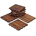 Bare Decor EZ-Floor Interlocking Flooring Tiles in Solid Teak Wood Oiled Finish (Set of 10), Long 9 Slat (Renewed)