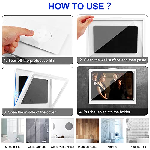 KIMATOT Shower Tablet Holder Waterproof 360° Rotation HD AntiFog