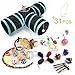 WERTYCITY Cat Toys Variety Pack, Including 3 Way Tunnel with Ball, Teaser Wand, Interactive Feather Toy, Fluffy Mouse, Crinkle Balls, Catnip Fish for Kitty, Puppy, Rabbit. Multicolor (25pcs)