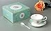 Jusalpha® Vintage Rose Bone China Light Blue Tea Cup and Saucer Set with Spoon-Coffee Cup-Coffee Mug-FLTCS06 (Blue)
