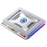 llano V10 Gaming Laptop Cooler, RGB Laptop Cooling Pad Stand with Powerful 4.72 Inch External Turbo Cooling Fan, Fast Cooling Computer 13-17.3inch, 3 Adjustable Stand, 4-Port USB C&amp;A (White)