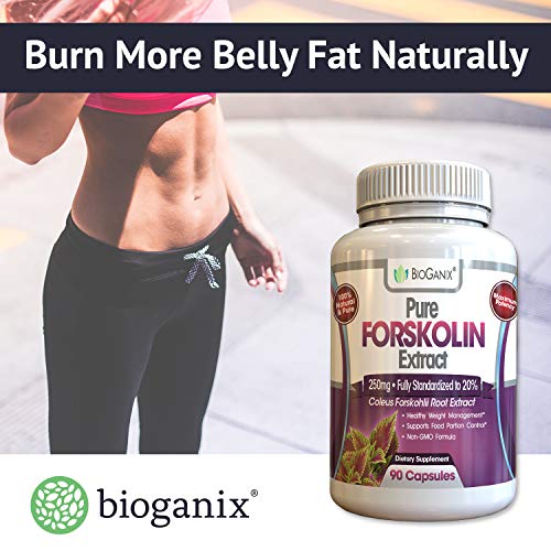 BioGanix Weight Loss and Metabolism Booster Supplement with Pure Forskolin Extract for Men and Women, 250 mg, 90 Capsules - Thumbnail 4