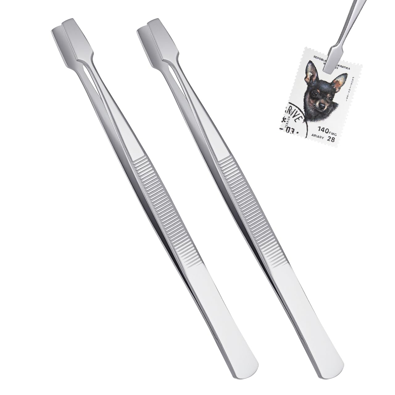 Milisten Stamp Tweezers Stainless Steel Philately Stamps Collector Tools, for Collecting Stamp Album- 2pcs