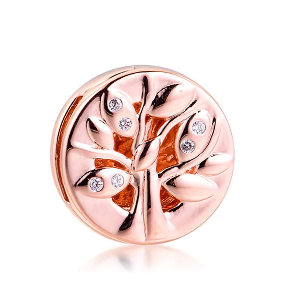PANDOCCI 2020 Mother Day Gift Rose Sparkling Family Tree Clip Bead 925 Silver DIY Fits for Original Pandora Bracelets Charm Fashion Jewelry