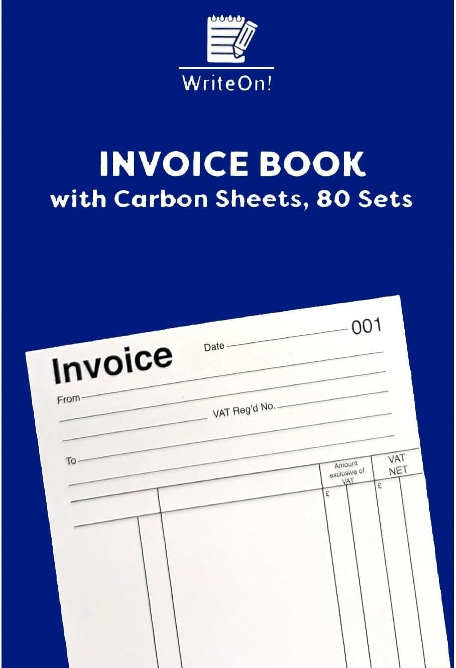 2-Pack Invoice Books with Carbon Sheet – A5 Full Size | 1-80 Pages Per Book | Duplicate Copies | Receipt & Order Book for Business Transactions