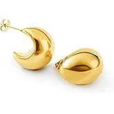 Altitude Boutique 18kt Gold Chunky Bubble Hoop Earrings For Women | Gold Plated Hollow Earrings | Lightweight, Hypoallergenic Thick Hoops