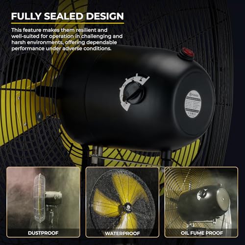 FUGOO 24'' Outdoor Oscillating Pedestal Fan With Remote Control,All Sealed BLDC Motor, 4-Speed Waterproof Outdoor Fan, Heavy Duty Industrial Floor Fans for House,Patios, Commercial, Garage, Warehouse