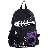 Lost Queen Kitty Speaker Backpack (Black/Purple)