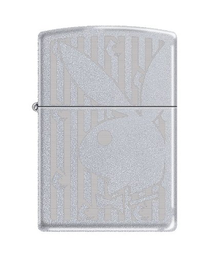 Zippo Playboy Bunny Stripe Pocket Lighter, Satin Chrome
