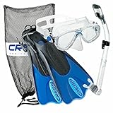 Cressi Palau Mask Fin Snorkel Set with Snorkeling Gear Bag, Designed and Manufactured in Italy