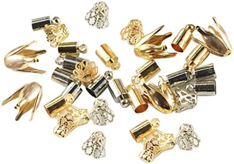 Street27 Multi Size and Shapes Gold/Silver Metal Beads, End, Tassel, Cone Cap for Jewelry Making -50 Pieces