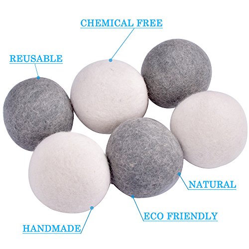 image for Yazer Pack of 6 Wool Dryer Balls XL Handmade Organic Zealand Natural F