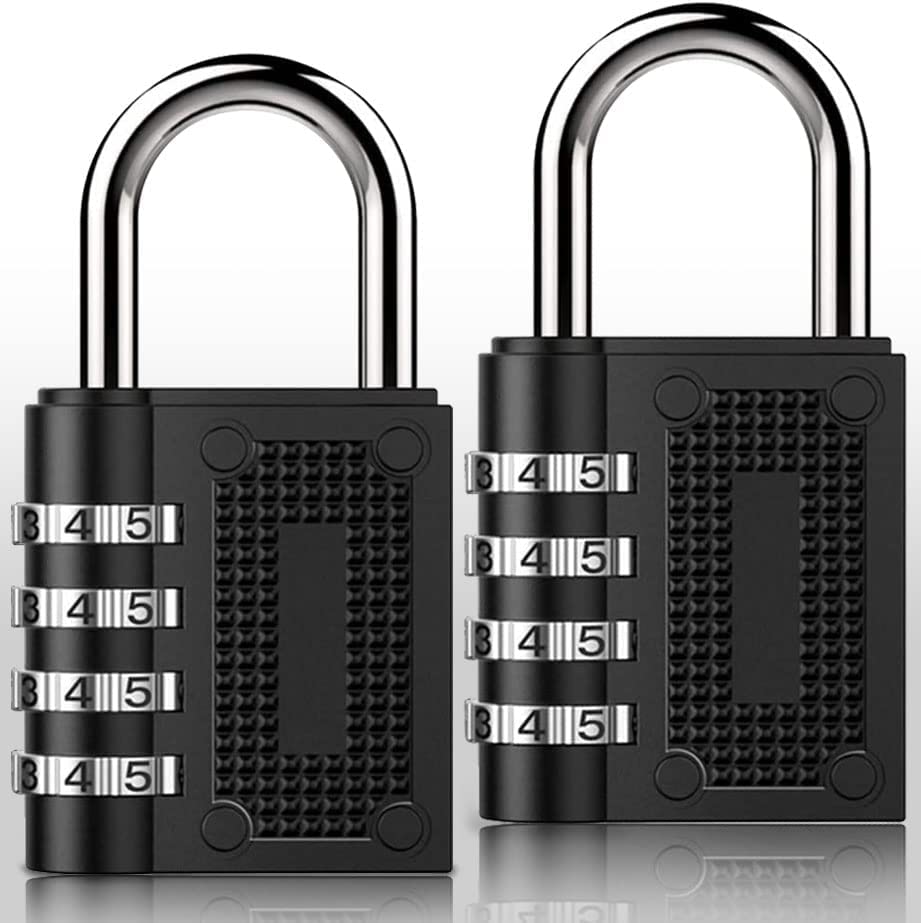 Pack of 2, 4 Digit Combination Pad Lock Resettable Combo Lock Security Lock Steel Anti Rust and Waterproof Best for Gate Fence Gym and Employee Luggage Hasp Cabinet Storage Toolbox Sports Locker