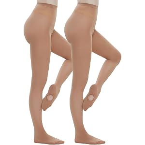 MANZI Convertible Ballet Tights for Women Adult Dance Tights 2 Pack | Footed-to-Footless Transition