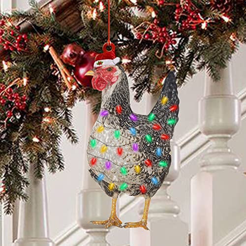 Wooden Christmas Tree Ornaments Christmas Scarf Chicken Holiday Party Decoration Christmas Outdoor Decorations(#01)