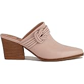 Beast Fashion Women's Knotted Mule Western Mule Stacked Block Heels Mules Comfort Pointed Toe Slip on Slides Loafer Shoes
