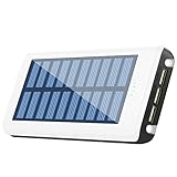 HuaF Solar Charger 24000mah Portable Charger Power Bank 3 USB Ports(1A+2A+2A) Backup Battery for iPhone iPad Samsung HTC Cellphones Tablet and More