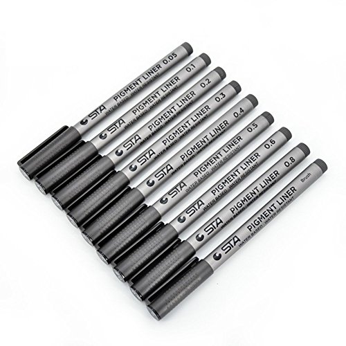 Meeden 9 pcs pigment liner fine line pen set 005 01 02 …