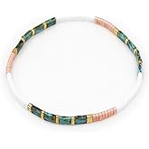 Sonateomber Tila Flat Beaded Stretch Bracelets for Women, Trendy Unique Colorful Square Beads Handmade Stack Bracelet Friendship Accessories Fashion Jewelry Gift