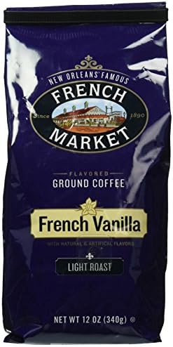 French Market Coffee, French Vanilla Blend, Light Roast Ground Coffee, 12 Ounce Bag (SYNCHKG096901)