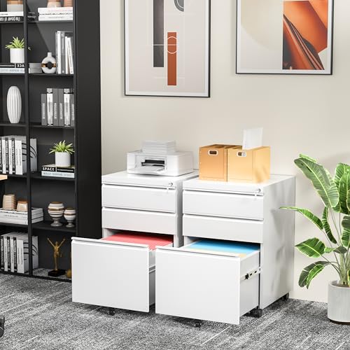 INTERGREAT 3 Drawer Filing with Lock, White File with