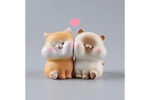 andorelse Cute Couple Car Dashboard Decorations Resin Animals Doll Figurines Love Together with Magnetic Face for Auto Interior Home Office Decor Accessories (Dog&Cat)