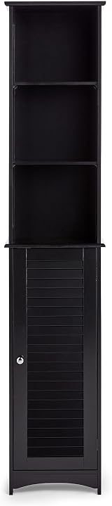 VonHaus Tall Bathroom Cabinet Freestanding Storage Slimline Tallboy Unit Black view 9