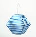Allsop Home and Garden Soji Blue Stripe Rhombus, LED Outdoor Solar Lantern, Handmade with Weather-Resistant UV Rated Fabric, Stainless Steel Hardware, Chinese Style Light, 1-Count