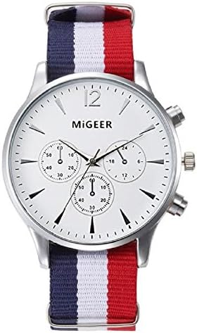 Luxury Fashion Canvas Mens Analog Watch Wrist Watches (white)