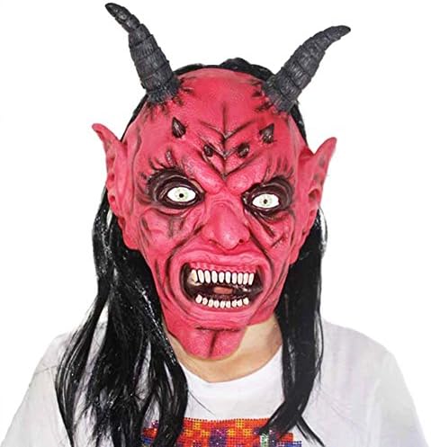 Evil Scary Red Demon Mask,Frightening Full Face Latex Masks for Cosplay, Halloween, Masquerade and Party
