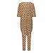 Doris Women's African Print 3/4 Sleeve Tops and Long Pants Set