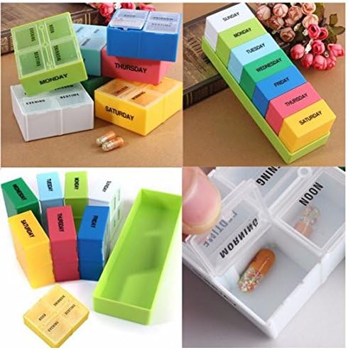 Weekly Medicine Boxes Pill Holder Storage Organizer Container Case Colorful 7 Days by SiamsShop