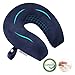 LANGRIA Airplane Pillow U-Shaped Memory Foam Travel Neck Pillow Comfortable Flight, with Snap Closure and Detachable Washable Velour Cover for Train, Car, Video Watching, Napping, Reading, Navy Blue