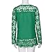 PHOTNO Fashion lace chiffon blouse long sleeve shirt women loose cotton tops t shirts S-XXXXXL (L, Green)