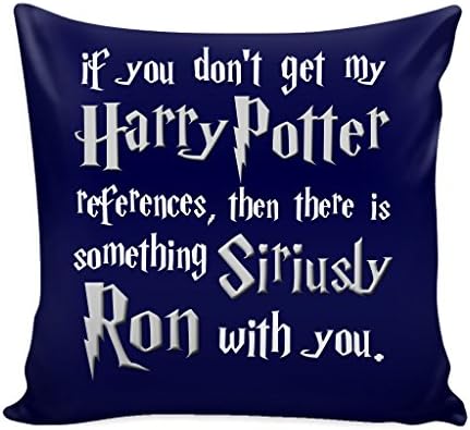 Decorative Harry Potter Inspired Pillow Cover "Siriusly Ron Quote" -16"x16", Navy