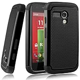 MOTO G case,EC™ Shock Absorbing Dual Layer Hybrid Case, Heavy Duty Protective Armor Case Cover for Motorola Moto G with Screen Protector and Stylus Pen (Black)