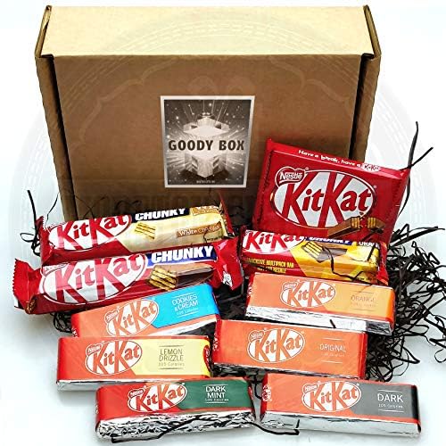 KitKat Goody Box - KitKat 4 Finger Bar, Chunky Bar, Orange, Dark Mint, Original, Cookie & Cream, White Flavours - by Moreton Gifts®