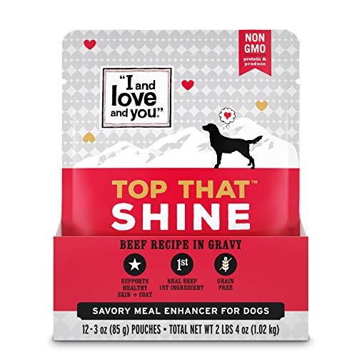 “I AND LOVE AND YOU” TOP THAT SHINE WET DOG FOOD POUCH, BEEF RECIPE IN GRAVY, 3 OZ (PACK OF 12)