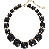 Firstmeet Vintage Resin Rhinestone Necklace Semicircular Elegant Crystal Collar for Women